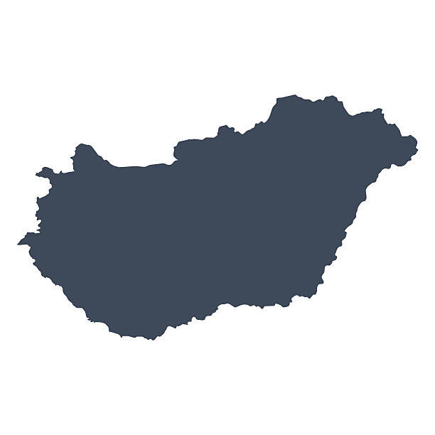 Hungary country map A graphic illustrated vector image showing the outline of the country Hungary. The outline of the country is filled with a dark navy blue colour and is on a plain white background. The border of the country is a detailed path.  hungary stock illustrations