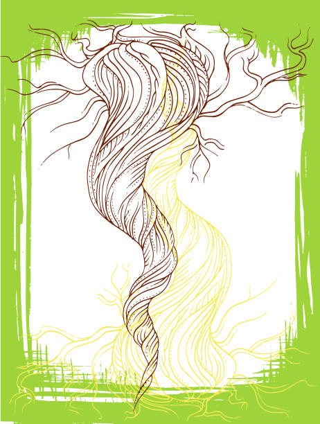 hurricane vector menacing twister drawn by hand. 2 design elements storm borders stock illustrations