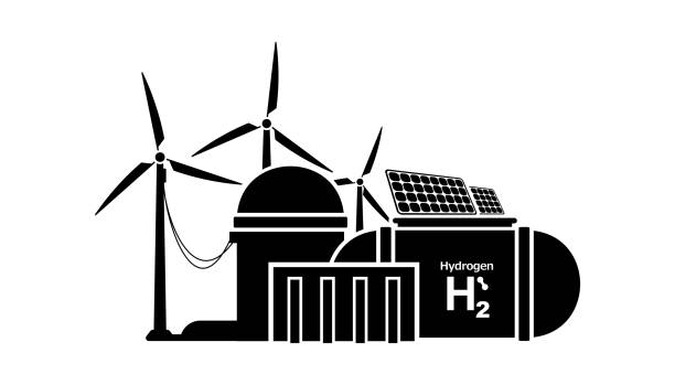 bildbanksillustrationer, clip art samt tecknat material och ikoner med hydrogen production using green energy - green hydrogen