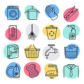 Hygiene control in food industry doodle style concept outline symbols. Line vector icon sets for infographics and web designs.