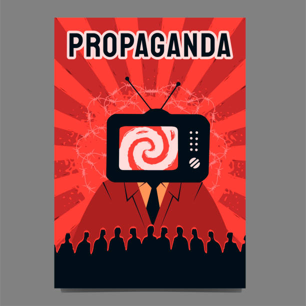 TV hypnotizing a crowd of people. The metaphor of zombifying citizens with propaganda. TV hypnotizing a crowd of people. The metaphor of zombifying citizens with propaganda. person hypnotized by mass media stock illustrations