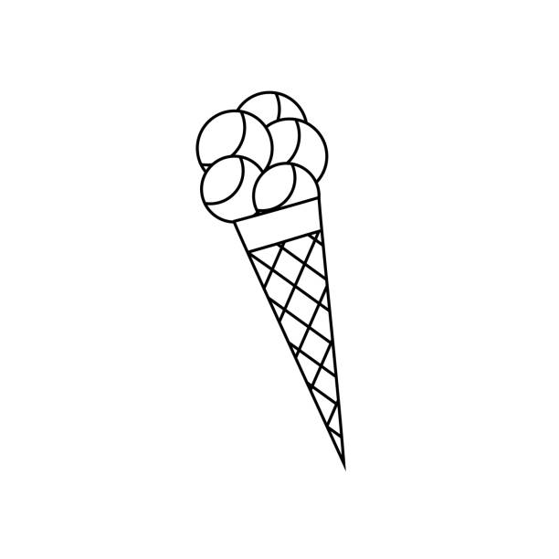 Ice cream balls, waffle cone. Vector illustration. Ice cream balls, waffle cone. Vector illustration. candy silhouettes stock illustrations