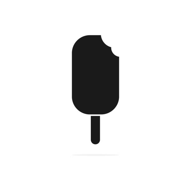 Ice cream bitten black icon. Ice cream bitten black icon. Chocolate bite ice silhouette isolated on the white background food silhouettes stock illustrations