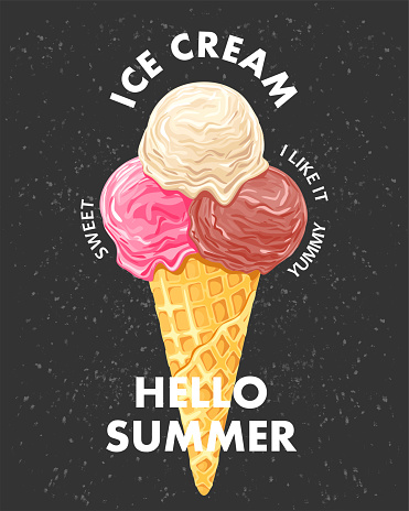 Ice cream cone. Creative vector illustration for poster, banner, card, menu