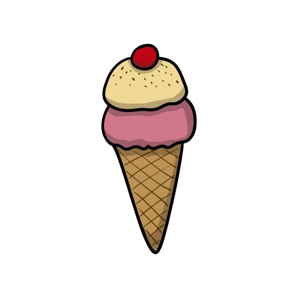 ilustrações de stock, clip art, desenhos animados e ícones de ice cream cone illustration - strawberry ice cream