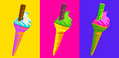 Posterised or Pop Art styled Ice cream cornets