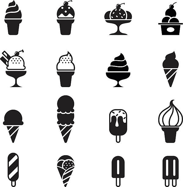 мороженое значки - ice cream stock illustrations
