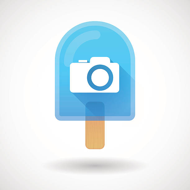 Ice cream icon with a photo camera Illustration of an ice cream icon with a photo camera kameralı sohbet stock illustrations