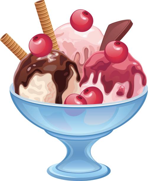 Ice cream in a bowl Ice cream in a bowl on a white background ice cream sundae stock illustrations