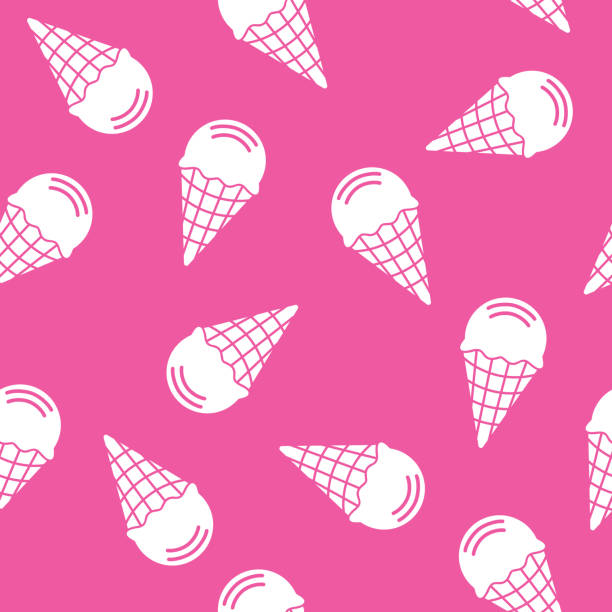 ilustrações de stock, clip art, desenhos animados e ícones de ice cream pattern silhouette - strawberry ice cream