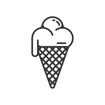 Ice Cream Vector Design and Dessert Outline Illustration on White Background.