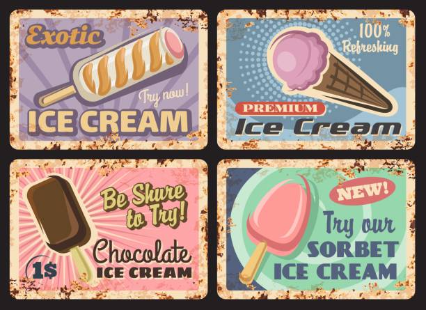 Ice Cream Place Metal Novelty Street Sign Waffle Cone Candy Store Wall Décor 