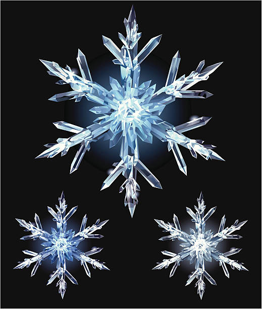 Ice Crystal Illustration of a shiny ice crystal isolated on black. Fully editable, grouped and labeled in layers. ice crystal stock illustrations