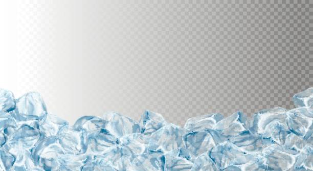Ice cubes, realistic set. Ice cubes, realistic set, , vector illustration. Blue Ice collection, isolated, refresh, white, seamless horizontal background. ice stock illustrations