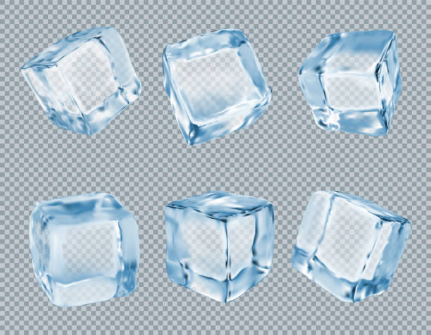 Ice cubes vector set Realistic vector illustration isolated on transparent background ice stock illustrations