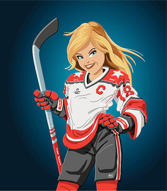 хоккейная девушка - women's ice hockey illustrations stock illustratio...