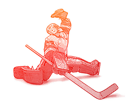 Ice Hockey goalie making a save