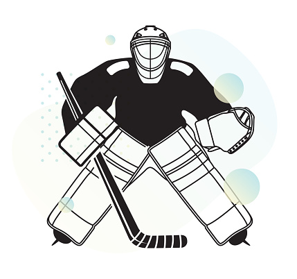 Ice Hockey - Goalkeeper with Stick - Stock Illustration