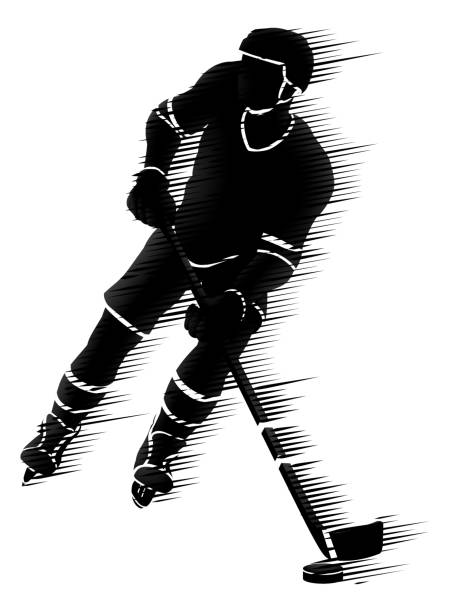 Ice Hockey Player Silhouette Concept An ice hockey player silhouette sports illustration concept hockey goalie stick stock illustrations