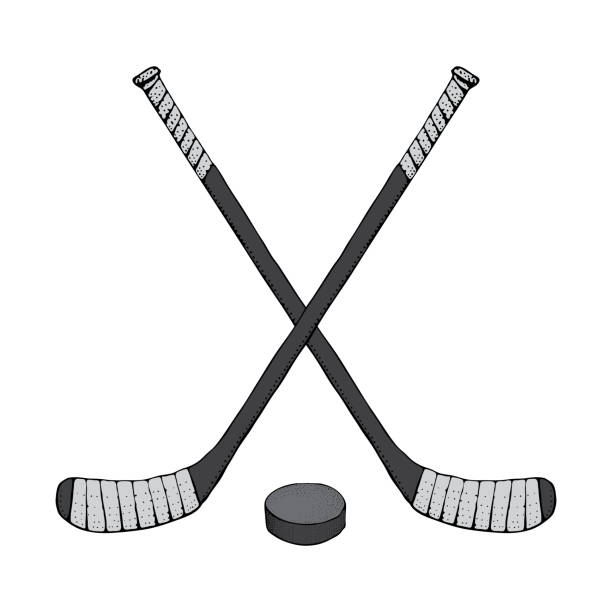 спортивное оборудование для хоккея на льду. ручная н � - cartoon of black i...