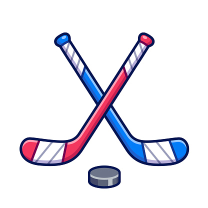 ...доступной для простого и... Ice hockey symbol, two crossed hockey sticks and p...