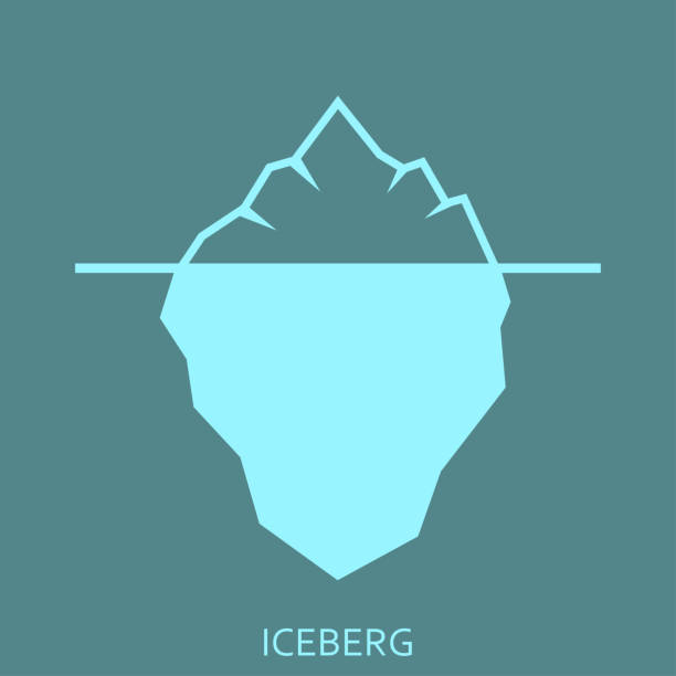 stockillustraties, clipart, cartoons en iconen met ijsberg vlak pictogram. ijs berg embleem of label. vector illustratie. - ijsberg