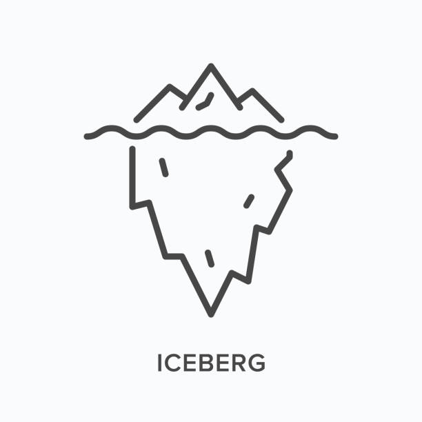 stockillustraties, clipart, cartoons en iconen met iceberg platte lijn icoon. de overzichtsillustratie van de vector van ijsberg met onderwaterberg. het dunne lineaire pictogram van de gletsjer - ijsberg