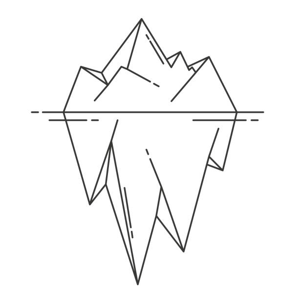 stockillustraties, clipart, cartoons en iconen met het pictogram van de ijsberg in overzichtsstijl. vectorillustratie. - ijsberg