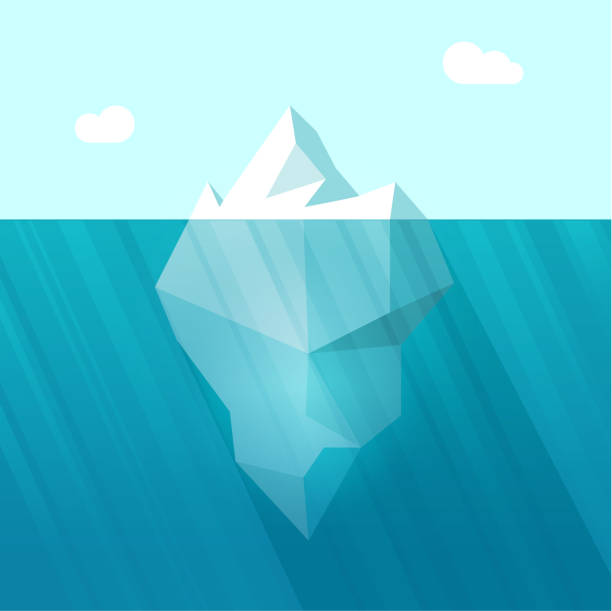 stockillustraties, clipart, cartoons en iconen met ijsberg vectorillustratie, grote berg in de oceaan water zwevend - ijsberg