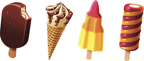 illustrazioni stock, clip art, cartoni animati e icone di tendenza di collezione di icecream - ice cream
