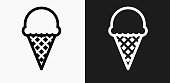 istock Ice-cream Icon on Black and White Vector Backgrounds 690761198