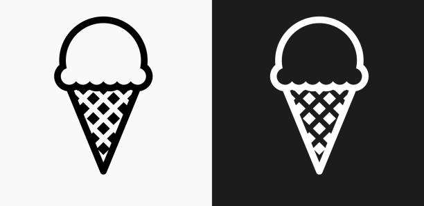 eis symbol auf schwarz-weiß-vektor-hintergründe - ice cream fancy stock-grafiken, -clipart, -cartoons und -symbole