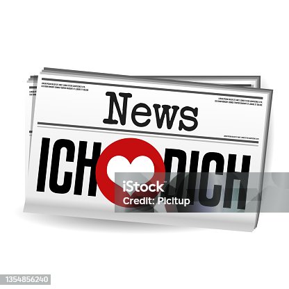 istock Ich liebe Dich Zeitung - I love you Newspaper. Eps10 Vector. 1354856240