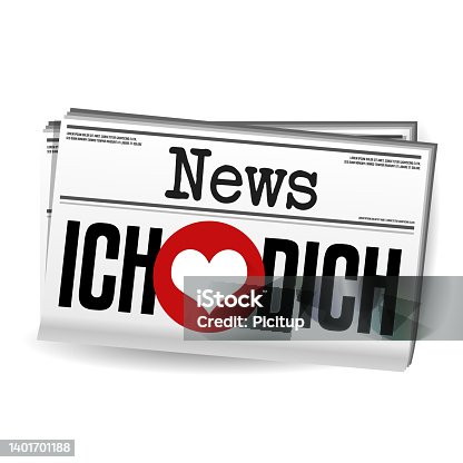istock Ich liebe Dich Zeitung - I love you Newspaper. Eps10 Vector. 1401701188