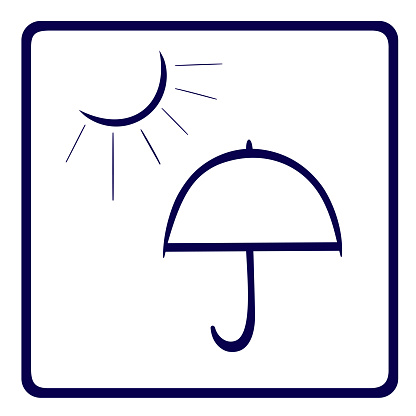 Icon - a sketch of the weather and seasons in the form of an umbrella and a weather symbol in a frame