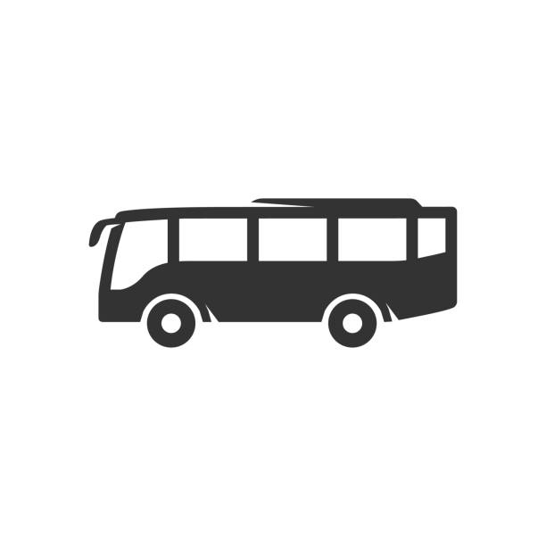 BW icon - Bus Bus icon in single grey color. Transportation car travel trip automotive city clipart stock illustrations