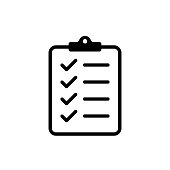 Icon clipboard checklist or document with checkmarck with text in flat style. EPS 10