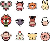 Vector illustration – Icon Collection: Cute Chinese Zodiac in color. 