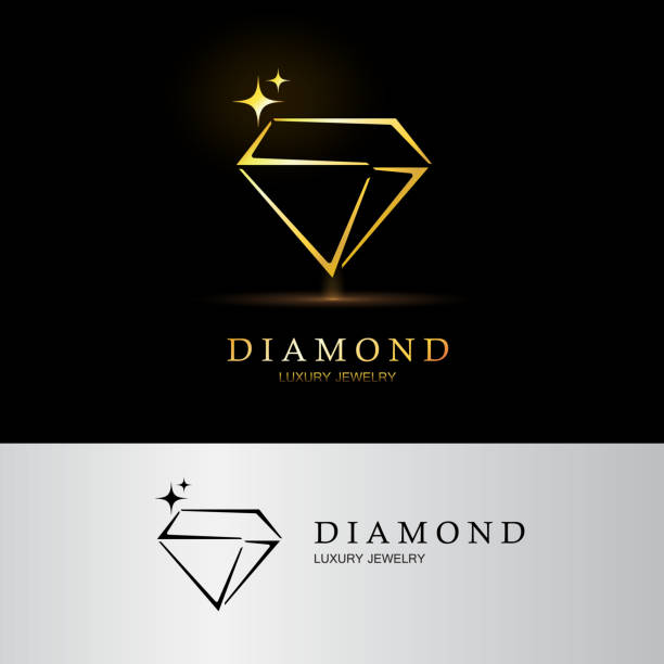 Icon diamond. Vector logo. Icon Stylized Diamond. Vector Logo design, Luxury jewelry diamond shaped stock illustrations