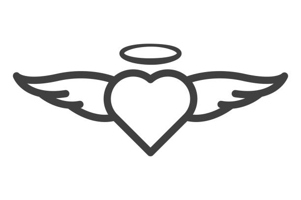 Angel Wings With Heart Tattoo Clip Art Illustrations ...