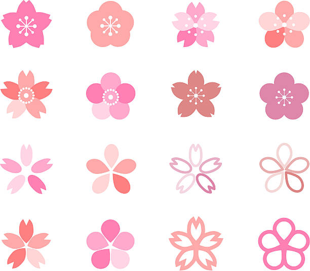 桜のアイコン - 桃の花点のイラスト素材／クリップアート素材／マンガ素材／アイコン素材