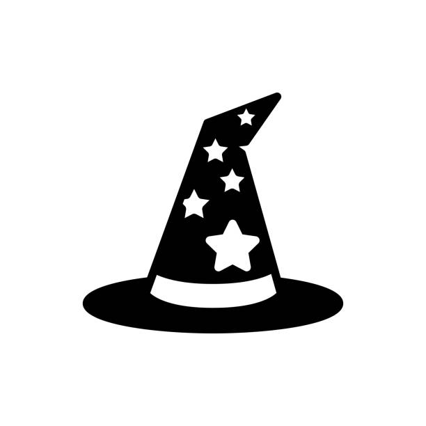 Icon of Witch hat - vector iconic design Witch hat icon, iconic symbol on white background. For Halloween concept- Vector Iconic Design. wizard stock illustrations
