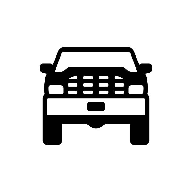 stockillustraties, clipart, cartoons en iconen met suv icon. off-road vehicle. black silhouette. front view. vector simple flat graphic illustration. the isolated object on a white background. isolate. - front view old jeep