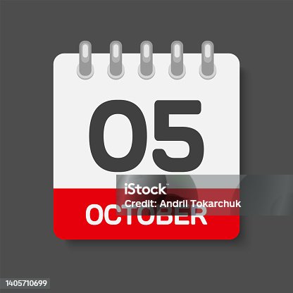 istock Icon page calendar day 5 October, template date 1405710699