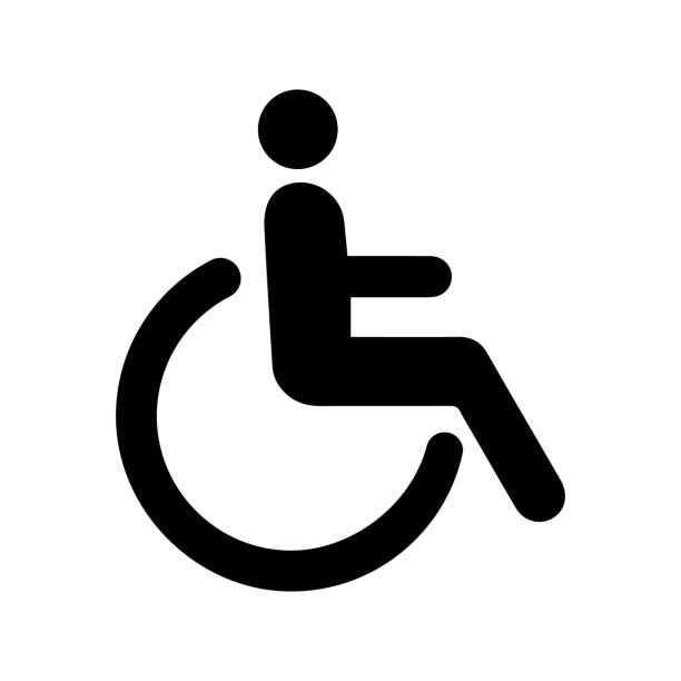 ilustrações de stock, clip art, desenhos animados e ícones de icon person disabled - wheelchair street