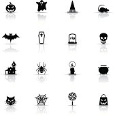 Icon Set, Halloween things on white background, made in adobe Illustrator (vector)