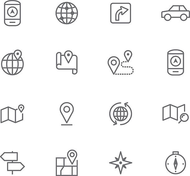 Icon Set, Navigation Icon Set, Navigation items on white background, made in adobe Illustrator (vector) city symbols stock illustrations