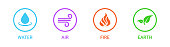 Icon set of four elements: water, air, fire and earth. Vector EPS 10