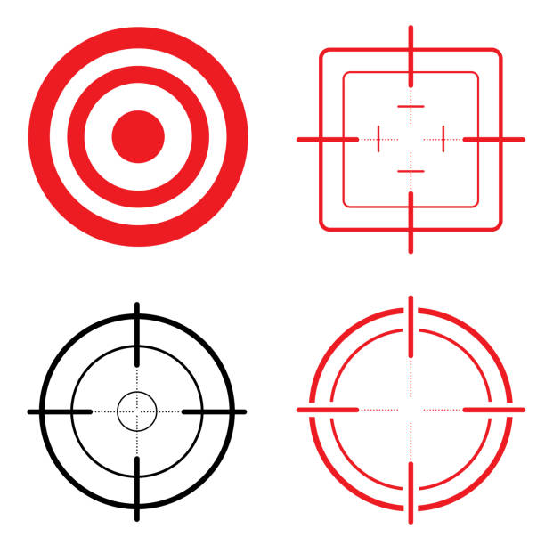 ilustraciones, imágenes clip art, dibujos animados e iconos de stock de icono de fijar objetivo y mirar. ideal para materiales de capacitación e institucionales - target market