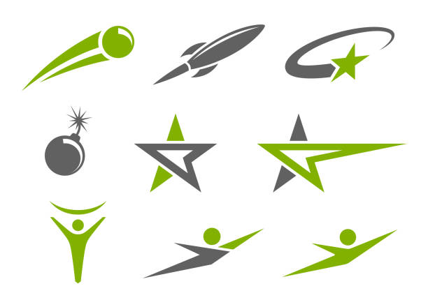ilustrações de stock, clip art, desenhos animados e ícones de icon set - astronauta green